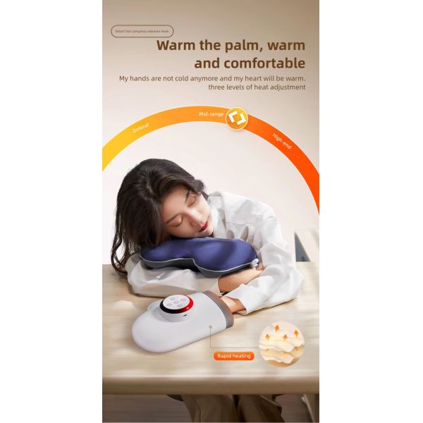 Smart Cordless Hand Massager with 5-Level Air Compression and 3-Mode Heating Therapy for Finger Joint Relief