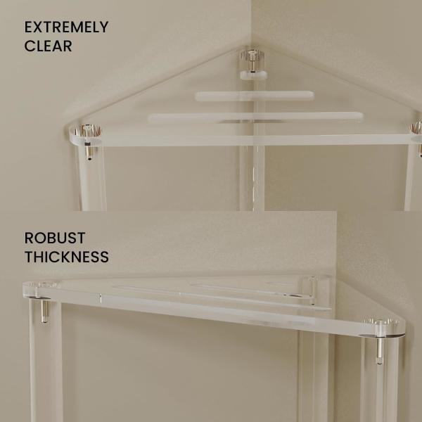 Bespoke Detachable Clear Acrylic Corner Table Lucite Shower Stool for Bathroom