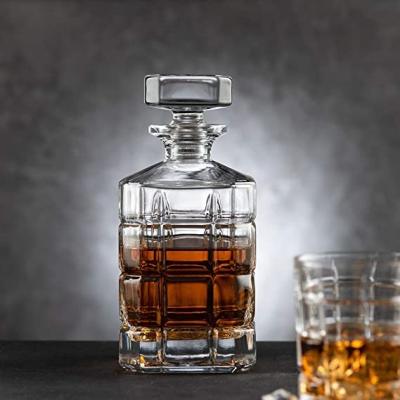 Garrafa de vidro redonda garrafa de uísque de bourbon para cosméticos desenho gravado capacidade 30oz
