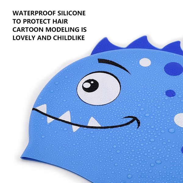 Custom Printed Fish Style Boys Swimming Caps Fashionable Silicone Swim Caps for Kids Seamless