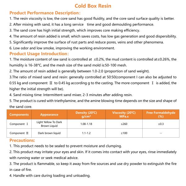 Synthetic Resin And Plastics Cold Core Box Binder for Cold Box Resin Sand Fixing