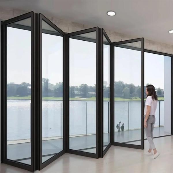 Aluminium Bi-fold Patio Folding Glass Doors Outswing Can Be Upgraded To Triplex Glass