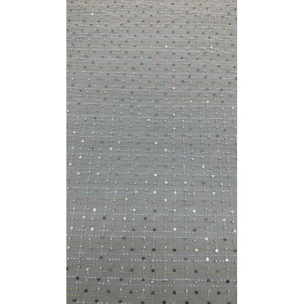 Seuqin Embroidery Fabric Lusiate Sequin Embroidered Lace Fabric Leafy Luxury Occasion Wedding Fabric