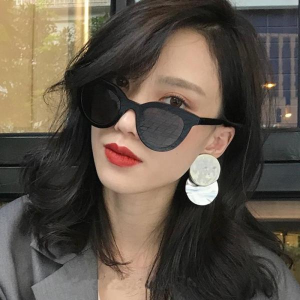 UV400 Round Women Retro Ladies Oval Sunglasses Acrylic Lens