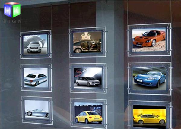 Hanging A4 Crystal LED Light Box Poster Frame Travel Agency Window Displays