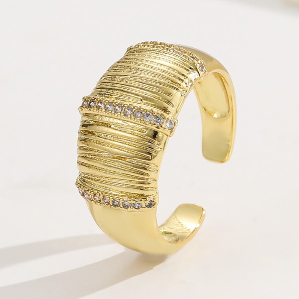 Clear Emerald CZ 14K Gold Plated Adjustable Dubai Gold Star Finger Rings Jewelry Designs for Women Gift
