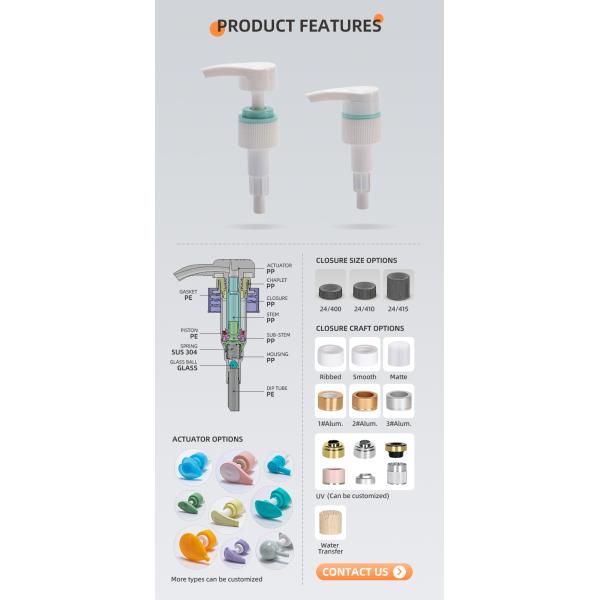 24/410 28/410 Lotion Pump Head Hand Wash Dispenser Pump Unbreakable