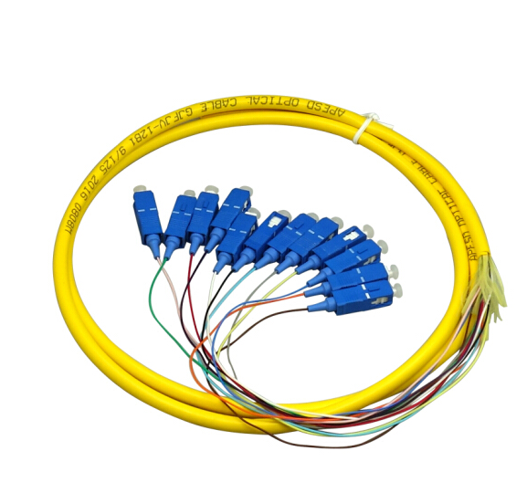 12 Cores Fan Out Fiber Optic Pigtail Waterproof , SC PC Pigtail For Couples