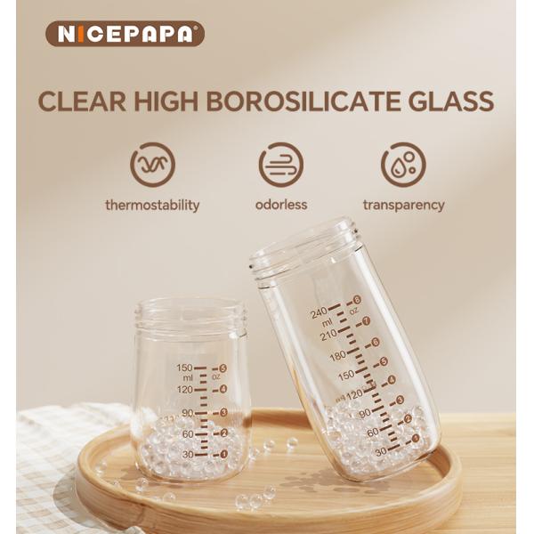 Нецентрализованные без нитей для легкой очистки Стекло с перекрывающейся крышкой детские бутылки Новорожденный продукт Медленная скорость