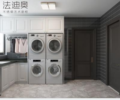 Sleek Modern Minimalist White Laundry Room Cabinet With Stainless Steel By Fadior