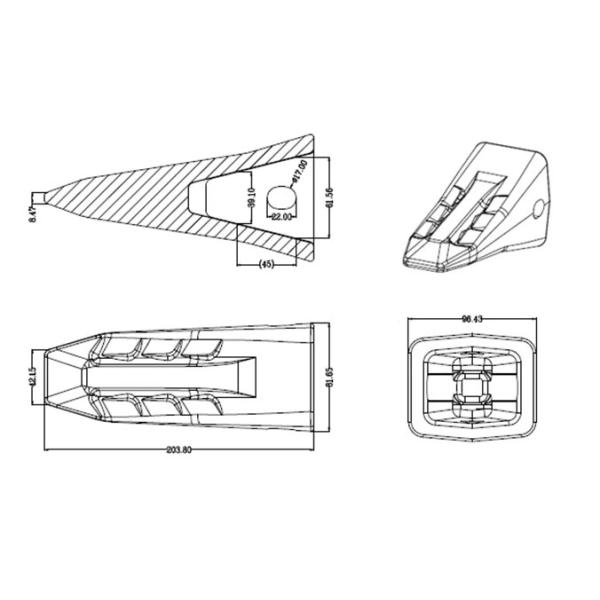 Ligue a resistência de aço de Bucket Tooth Wear da máquina escavadora HRC47-52 para CAT320
