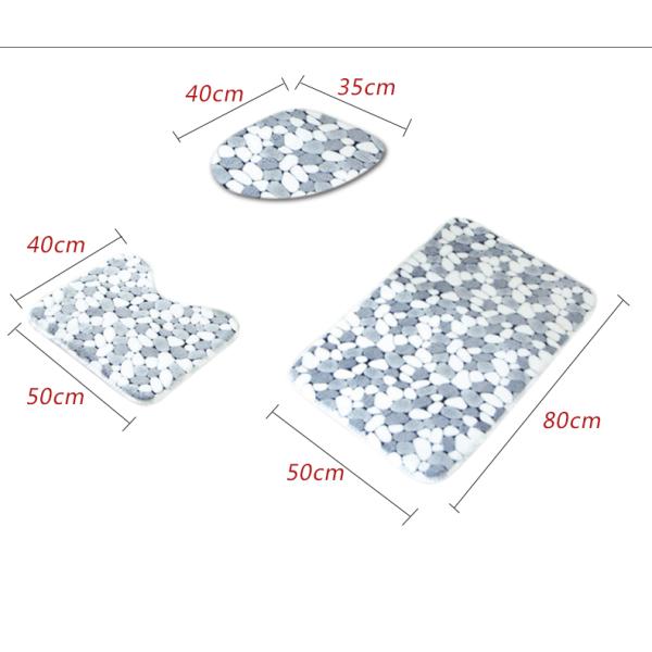Waterproof Polyester 3pc Bathroom Rug Set Toilet Lid Covers