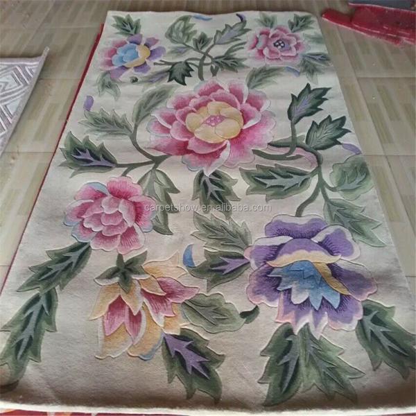 Acrylic Round Area Rug Hand Tufted Carpet with 12mm Pile Height and Excellent