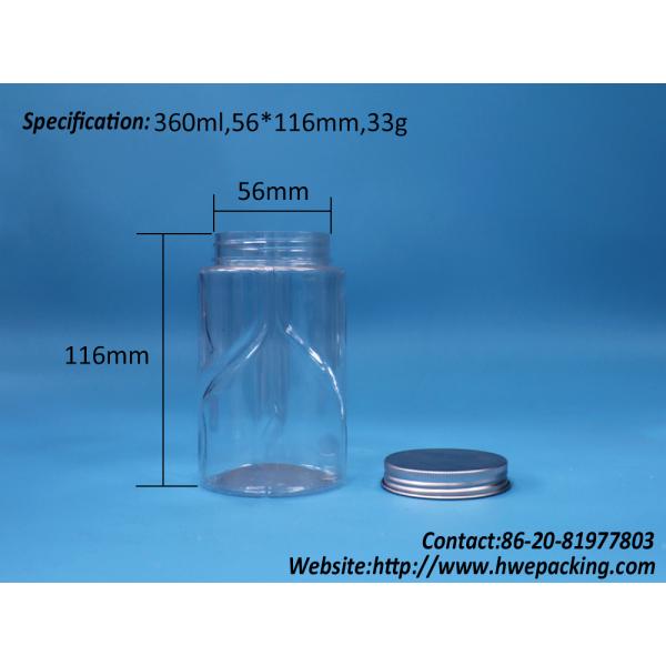 Round Shaped Clear PET Nuts Mint Candies Sugar Baby Food Jar Aluminium Top Lid