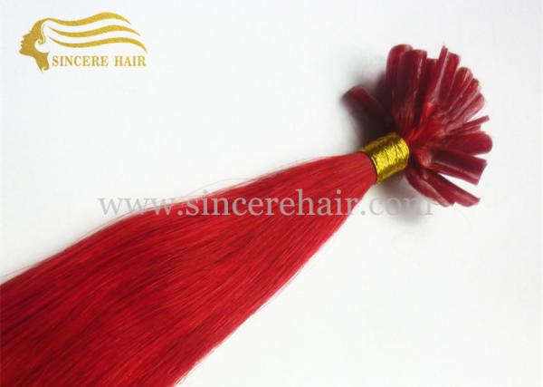 20 RED Italian Keratin Fusion U-Tip Hair Extensions for sale - Hot Red 50 CM Pre-Bonded U Tip Hair Extensions For Sale