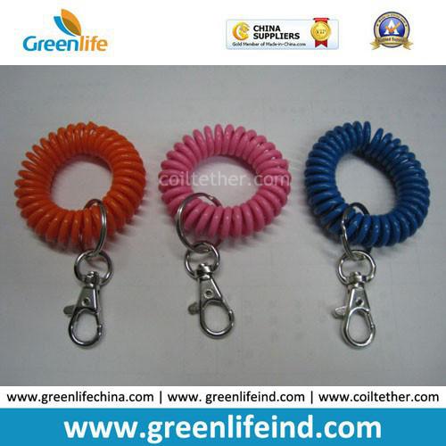 Hot Sales Solid Red Blue Wrist Strap Band ID Coil Keychain