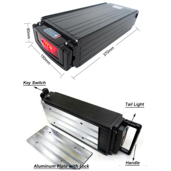 48v 20ah Electric Bike Rear Rack Lithium Battery Pack With 1000 Times Cycle Life