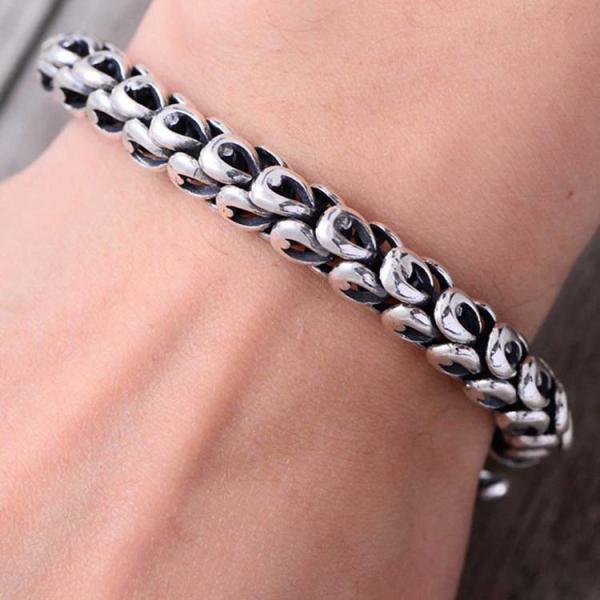Chunky 925 Sterling Silver Dragon Link Chain Men Bracelet (058041)