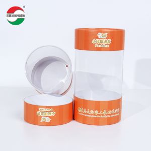 OEM personnalisé UV Gold Stamping Impression Tubes de papier en carton Emballage avec fenêtre PVC transparente pour poupée de jouet cadeau