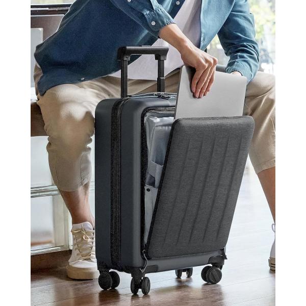 22 x 14 x 9 companhia aérea aprovada, bagagem de 20 polegadas com compartimento de laptop frontal, rodas de dupla rotação, PC de lado duro