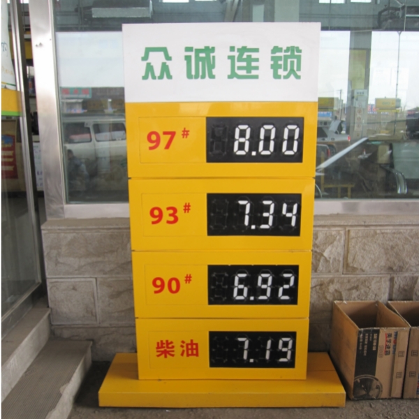 Магнитная цена на топливо бензоколонки сальто показывает письма черной предпосылки красные