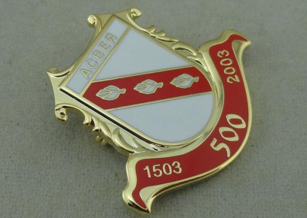 Brass Hard Enamel Pin Badges , Die Stamped Military 3D Brooch Gold Badge