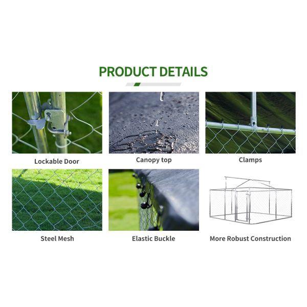 Outdoor Dog Enclosure Heavy Duty Dog Kennel House Mesh Dog Big Cage Pet Kennel Steel Fence with Secure Lock High Quality Dog Cage Dog Cages Metal Kennels