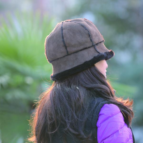 Winter Double Face Sheepskin Beanie Hat Real Shearling 100% Wool For Women