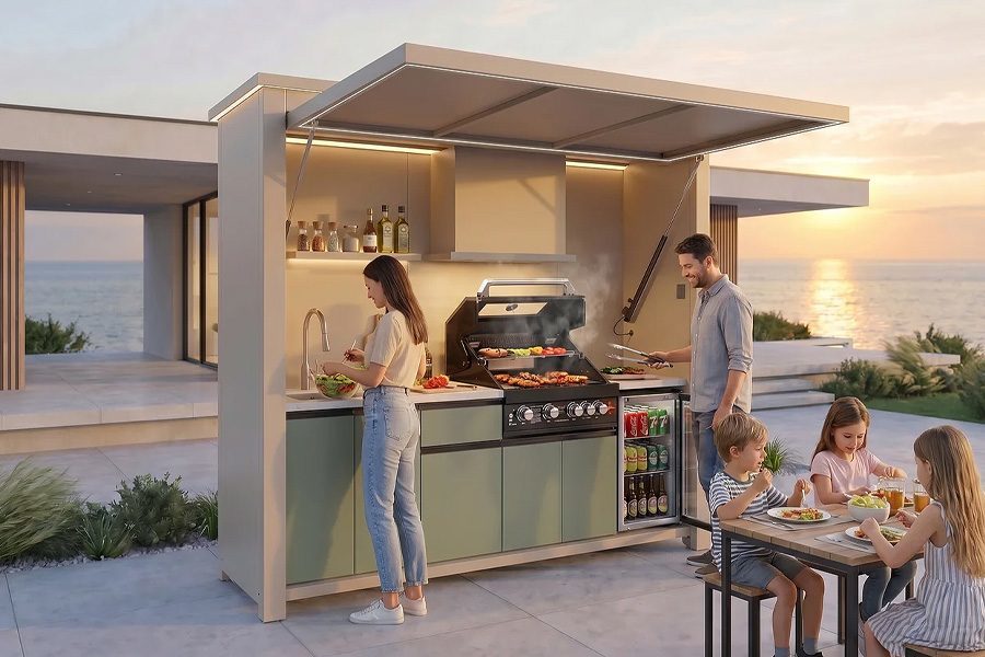 Pavilion Featuring Architectural Outdoor Kitchen Suite Contemporary Designer