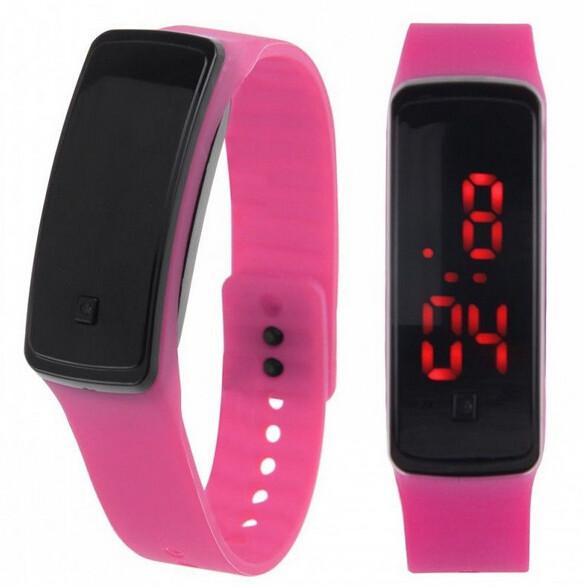 Cheap Promotional Glass Silicone Led Bracelet Wrist Watches With Red Light Time Display In Stock ,Fast Delivery