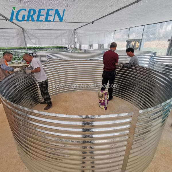 Customized Shape Corrugated Galvanized Steel Fish Pond Fish Tank PVC Tarpaulin for RAS Recirculating Aquaculture System IGREEN