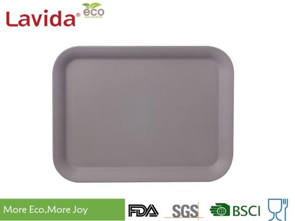 Hot sell Popular Solid color Biodegradable Eco Bamboo Fiber Tray Wooden Meal Serving Tray Melamine solid color Tray