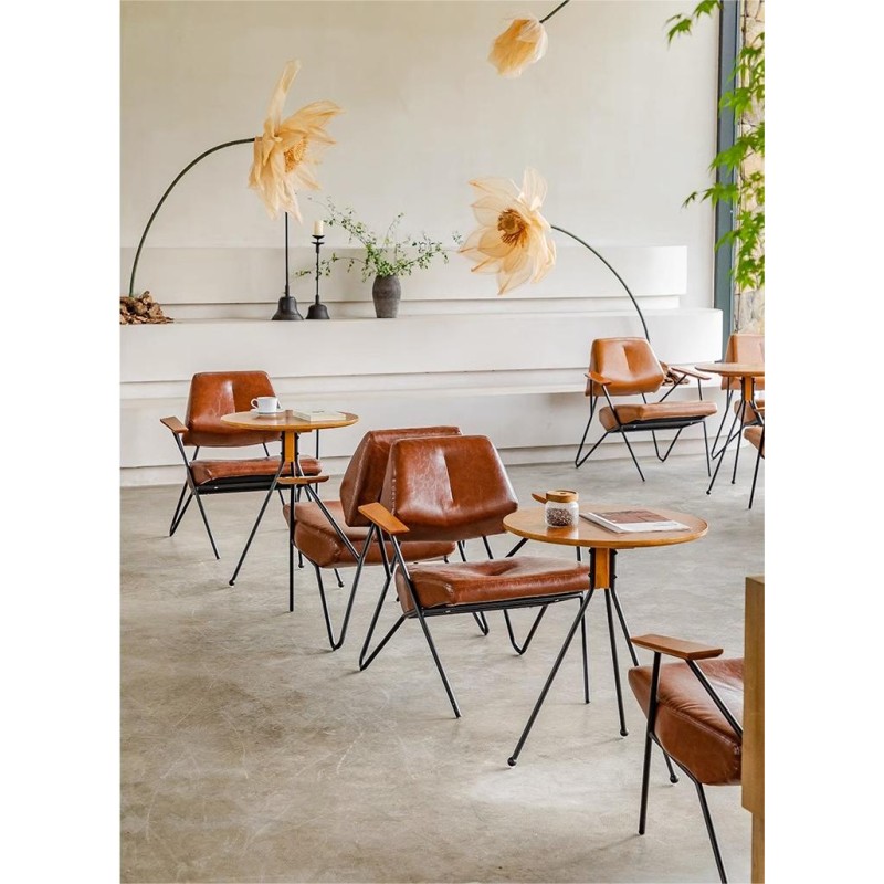 Commercial Coffee Shop Table and Chair Combination Negotiation Area Music Restaurant Leisure Chair Furniture