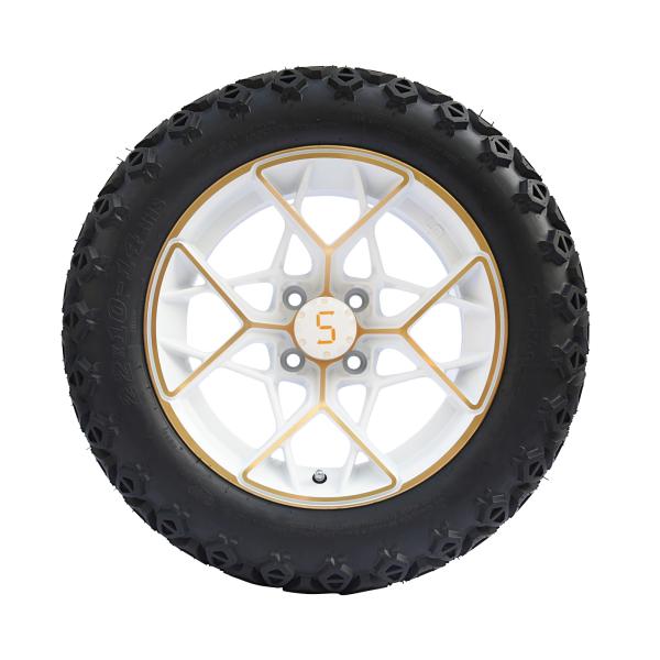 Оправы тележки гольфа 14 дюймов золота белые и автошины комбинированное 4PLY 101,6 PCD