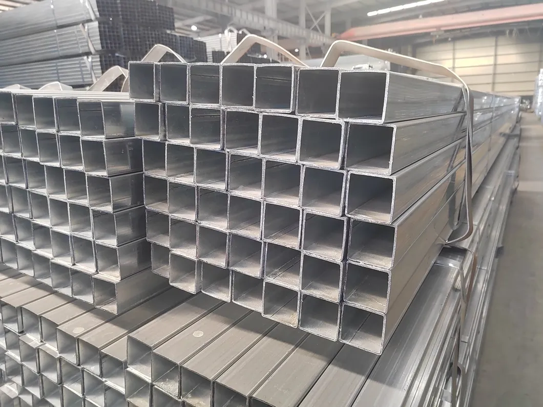 HDG 50x25 sección de caja ASTM A123 tubo cuadrado galvanizado de 6m-12m