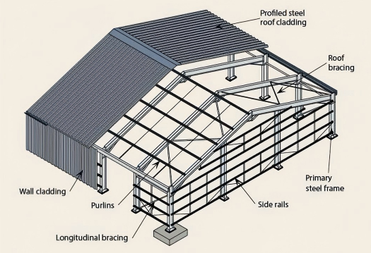 Heavy Duty Workshop Steel Structure Modern Industrial Workshop Shed Hurricane Resistant