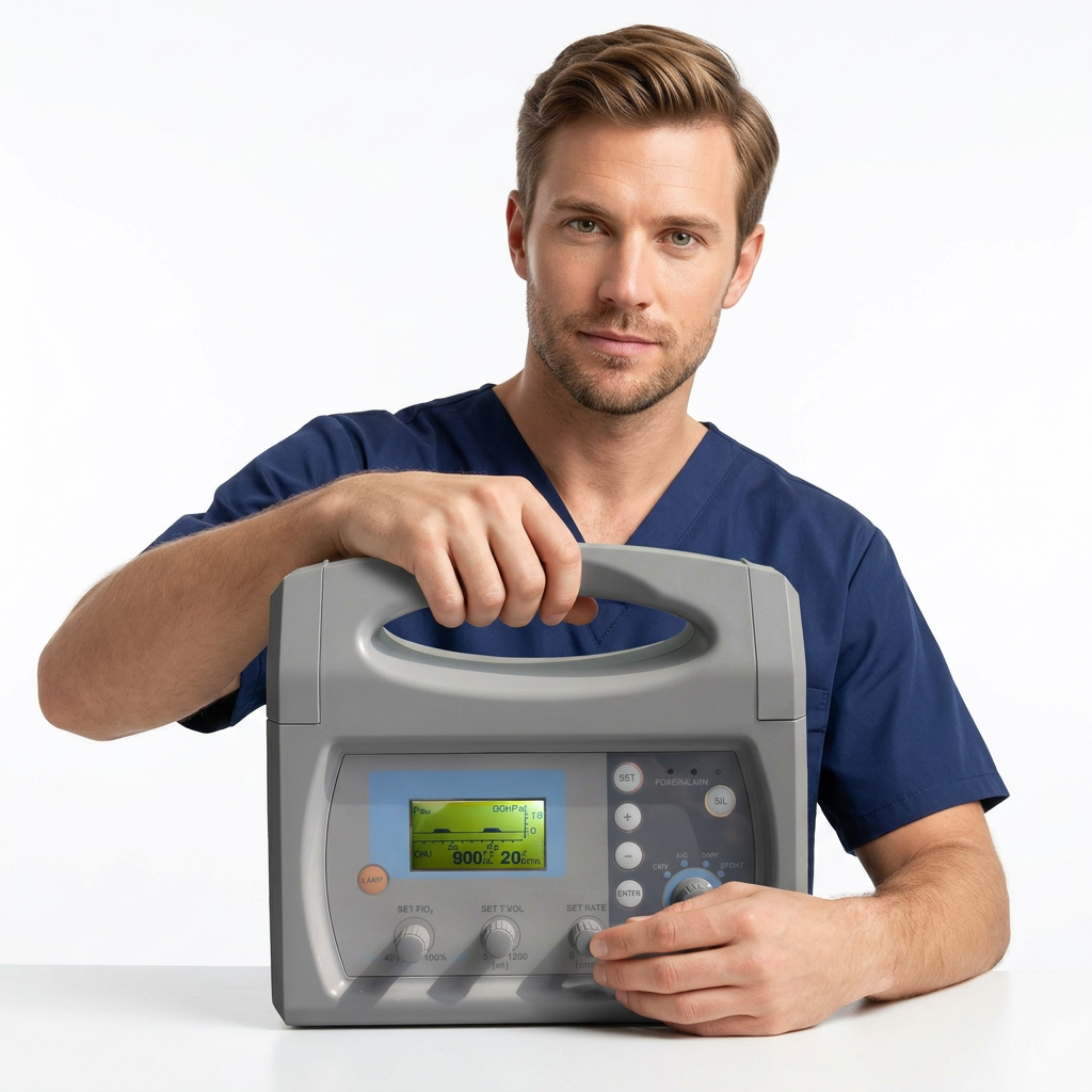 H-100C Digital Transport Ventilator With 8H Backup Battery Full Alarm System Airway Pressure Waveform Display Emergency Rescue Ventilator