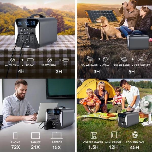 220V Off Grid Portable Solar Power Generator  Lifepo4 Battery 1000W