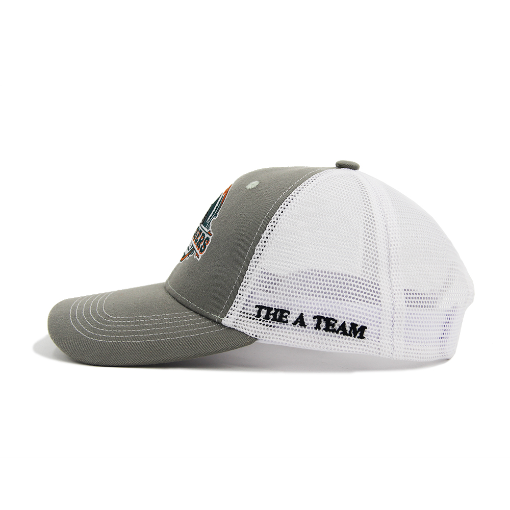 Cotton Mesh Embroidery Trucker Hats Structured 6 Panel Snap Back Breathable Plain