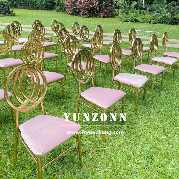 China Factory Supply Stainless Steel Phoenix Chair in Gold and White for Weddings Banquets Hotels Outdoor Dining Apartments