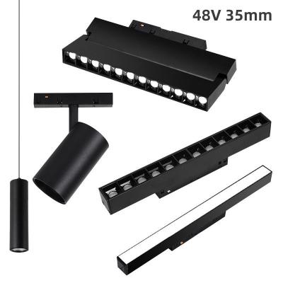 Aluminum 48v 35mm Living Room Magnetic Track Lighting Left And Right Mobile