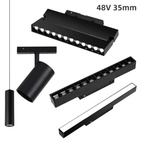 Aluminum 48v 35mm Living Room Magnetic Track Lighting Left And Right Mobile