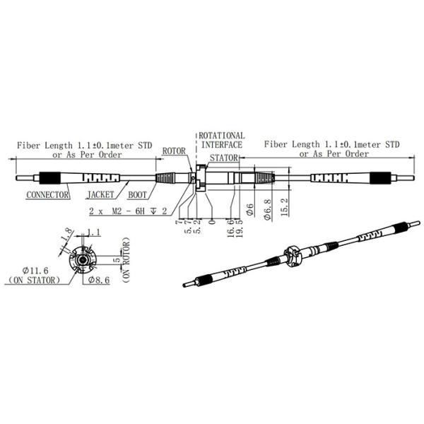 2000RPM High Speed Fiber Optical Slip Ring Miniature Single Channel Compact Size