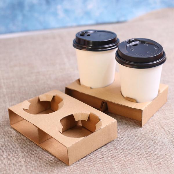 Disposable Cup Holder for Hot or Cold Drinks 2cups 4 Cups Drink Carrier with Handle Kraft Paperboard Coffee Cup Holder