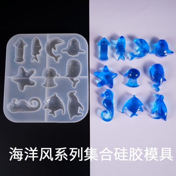 Crystal Drip Glue Mold DIY Jewelry Ocean Wind Series Creative Sea Star Penguin Multiple Collection Silicone Mold
