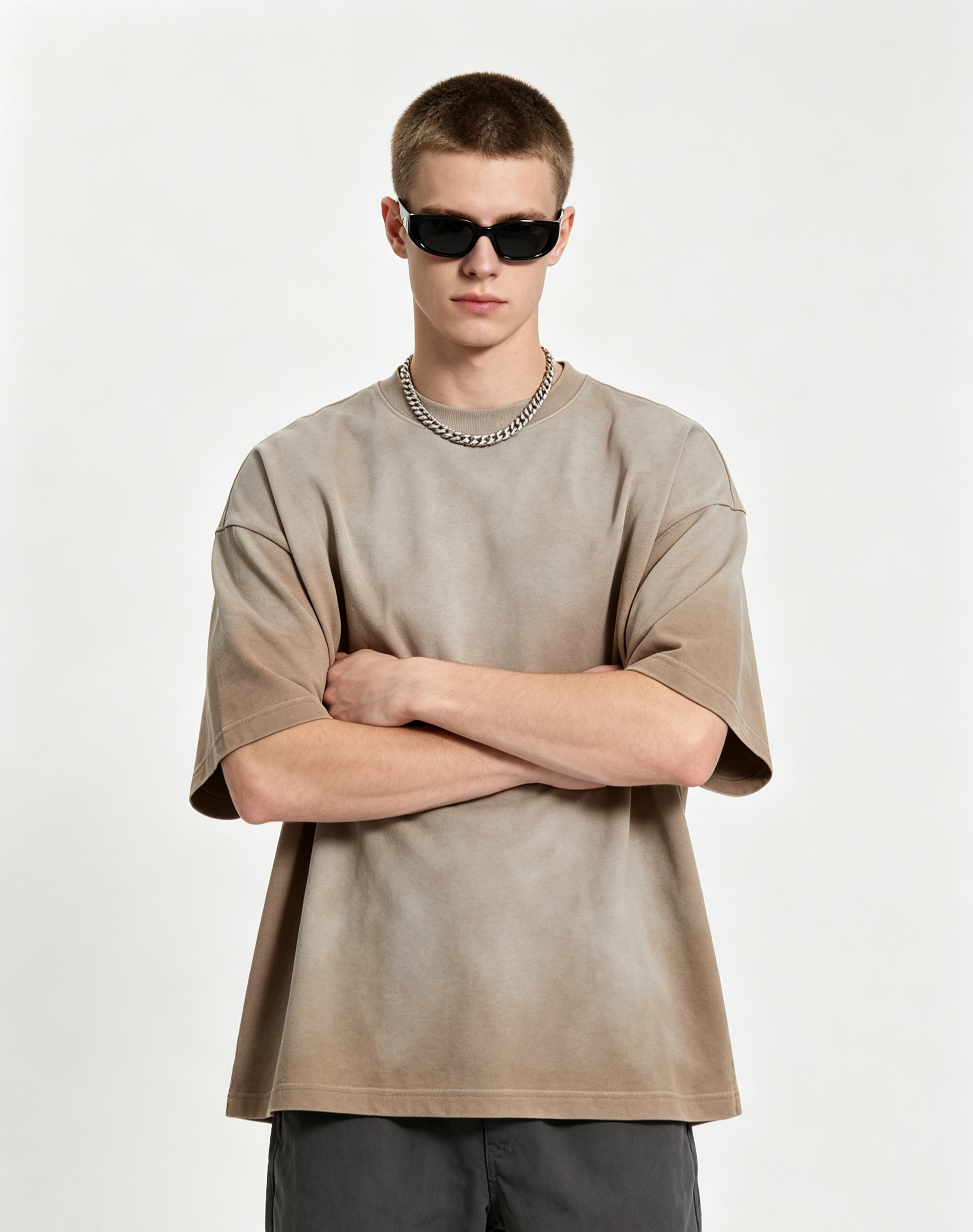 250G Cotton Faded Solid Oversized Raglan Summer Crew Neck Tee 8 Colors