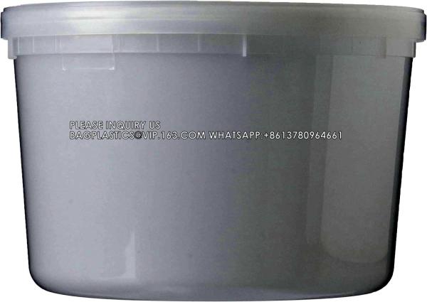 8oz 16oz 24oz 64 oz. Plastic Food Storage Deli Containers with Lids, Ice Cream Bucket & Soup Pail