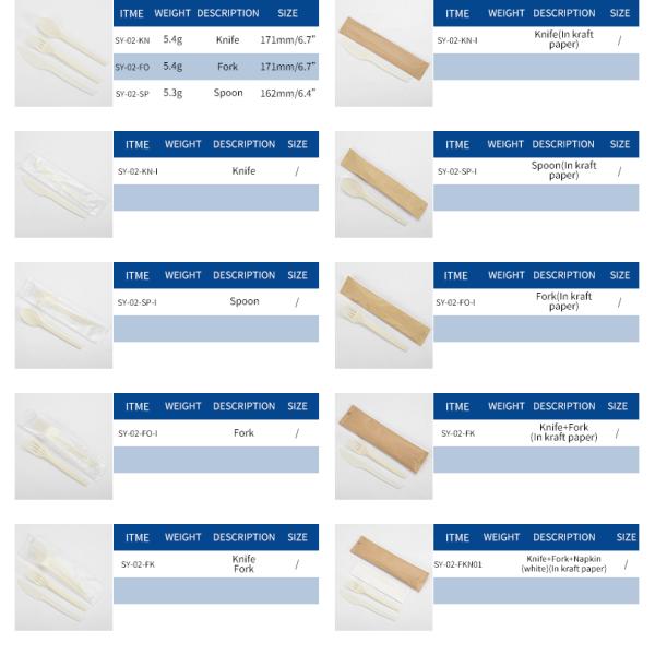 Biodegradable Plastic PSM Disposable Cutlery for Fast Food Takeaway