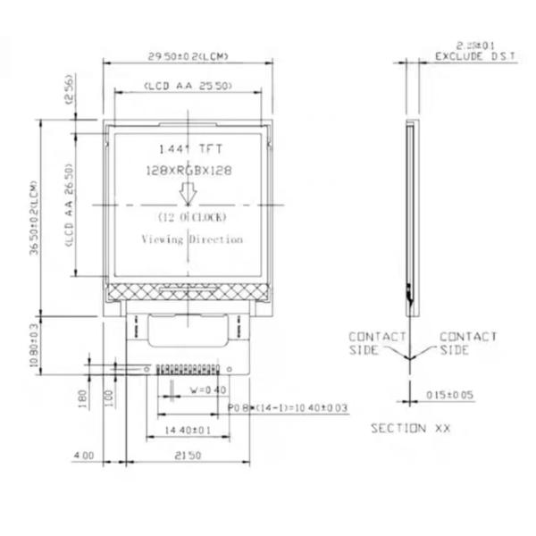 пикселы дисплея 128x128 дисплея 1,44 TFT 4W SPI пригодные для носки LCD