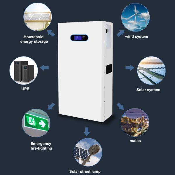 Lifepo4 Bateria de lítio Montar de parede 200ah 100ah 48V Bateria do Sistema Solar